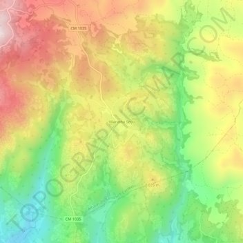Mapa topográfico Vilarinho Seco, altitud, relieve