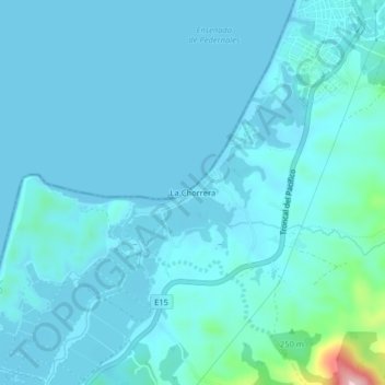 Mapa topográfico La Chorrera, altitud, relieve