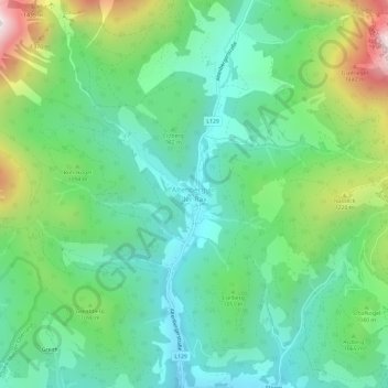 Mapa topográfico Altenberg an der Rax, altitud, relieve