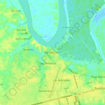 Mapa topográfico Puerto Callao, altitud, relieve