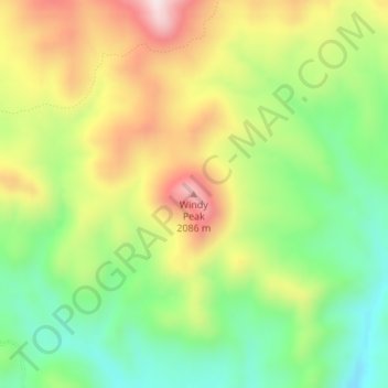 Mapa topográfico Windy Peak, altitud, relieve