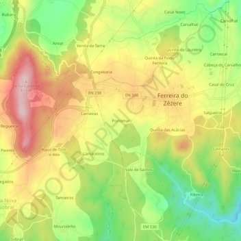 Mapa topográfico Portomar, altitud, relieve