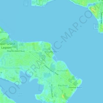 Mapa topográfico Magnolia Beach, altitud, relieve