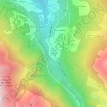 Mapa topográfico La Thuile, altitud, relieve
