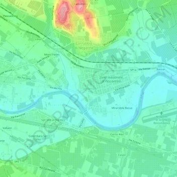 Mapa topográfico Settimo, altitud, relieve