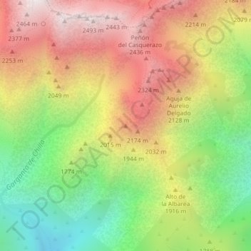 Mapa topográfico El Durazno, altitud, relieve