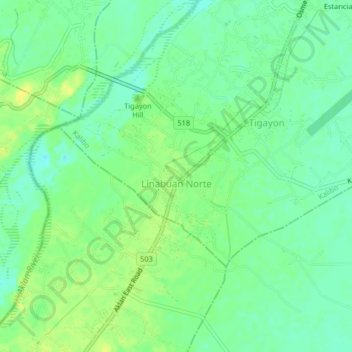 Mapa topográfico Taghangin, altitud, relieve