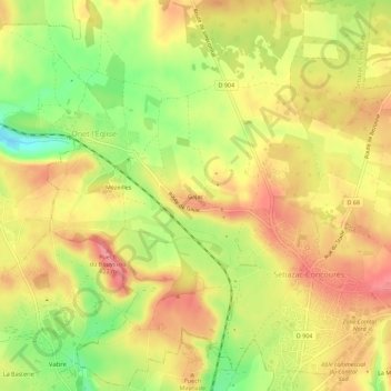 Mapa topográfico Gajac, altitud, relieve