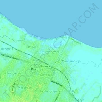 Mapa topográfico Ngemplakrejo, altitud, relieve