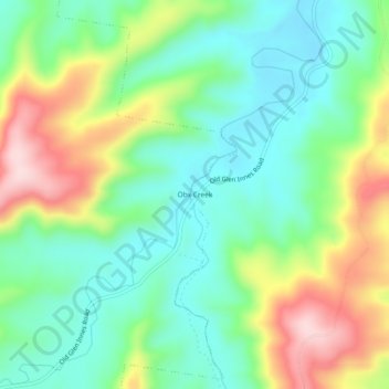 Mapa topográfico Obx Creek, altitud, relieve
