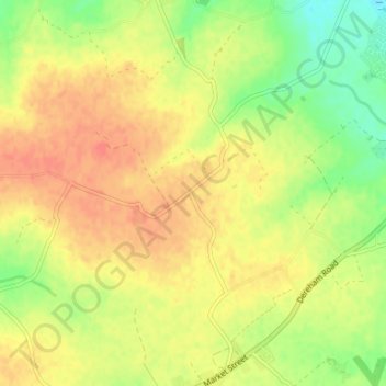 Mapa topográfico Daffy Green, altitud, relieve