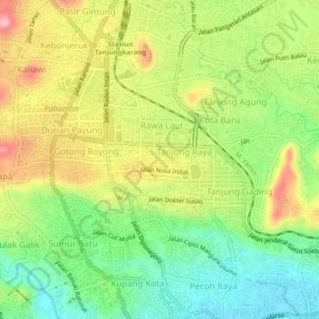 Mapa topográfico Pahoman, altitud, relieve