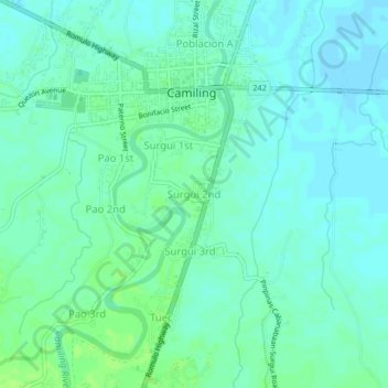 Mapa topográfico Surgui 2nd, altitud, relieve