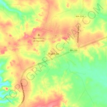 Mapa topográfico Riachão, altitud, relieve