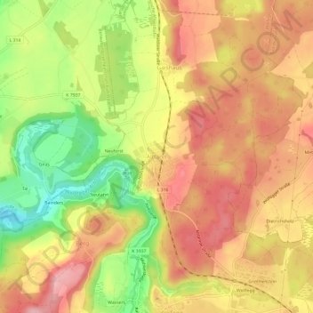 Mapa topográfico Alttann, altitud, relieve