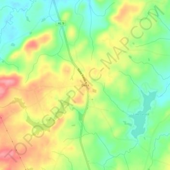 Mapa topográfico Delta, altitud, relieve