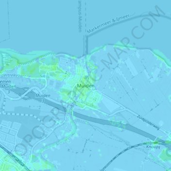 Mapa topográfico Muiden, altitud, relieve