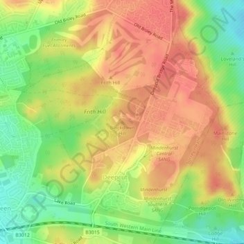 Mapa topográfico Blackdown Hill, altitud, relieve