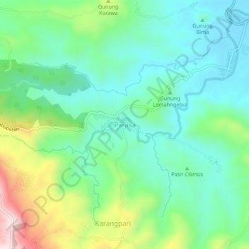 Mapa topográfico Parasa, altitud, relieve