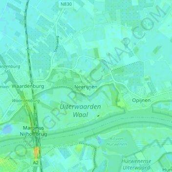Mapa topográfico Neerijnen, altitud, relieve