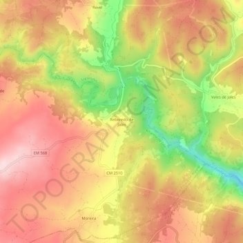 Mapa topográfico Reboredo, altitud, relieve