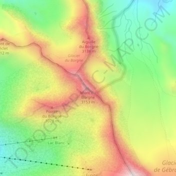 Mapa topográfico Mont du Borgne, altitud, relieve