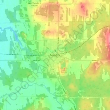 Mapa topográfico Acton Vale, altitud, relieve