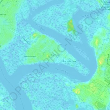 Mapa topográfico Rio Vista, altitud, relieve