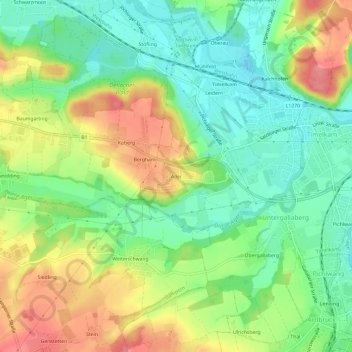 Mapa topográfico Ader, altitud, relieve