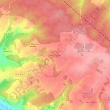 Mapa topográfico Grange Pourrain, altitud, relieve