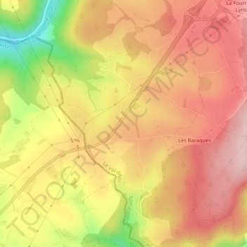 Mapa topográfico La Croisette, altitud, relieve