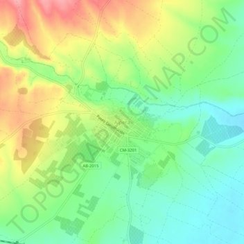 Mapa topográfico Alpera, altitud, relieve