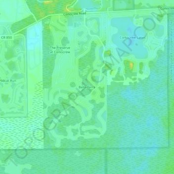 Mapa topográfico Bella Terra, altitud, relieve