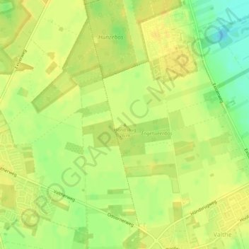 Mapa topográfico Hondsrug, altitud, relieve