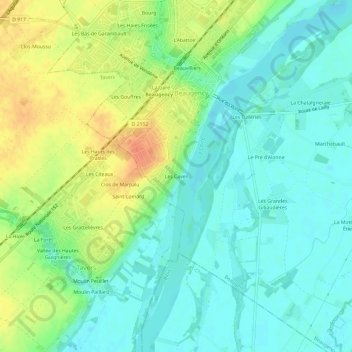 Mapa topográfico Les Caves, altitud, relieve