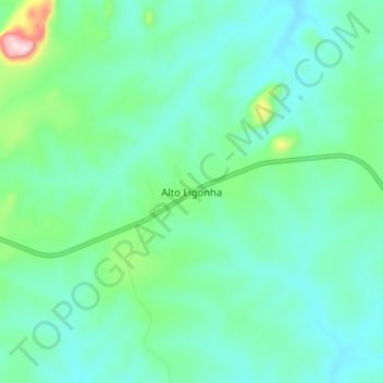 Mapa topográfico Alto Ligonha, altitud, relieve