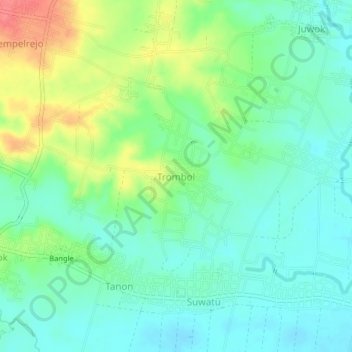 Mapa topográfico Trombol, altitud, relieve