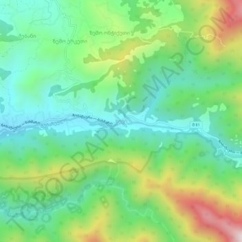 Mapa topográfico Khevi, altitud, relieve