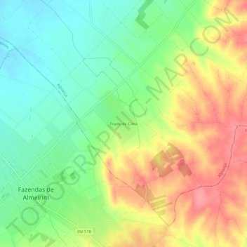 Mapa topográfico Frade de Cima, altitud, relieve