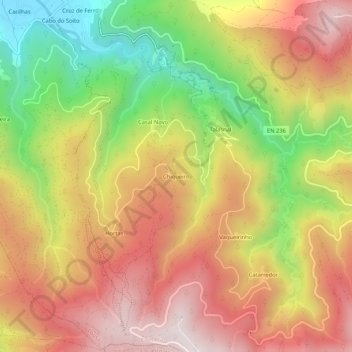 Mapa topográfico Chiqueiro, altitud, relieve