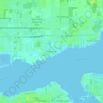 Mapa topográfico Manavista, altitud, relieve
