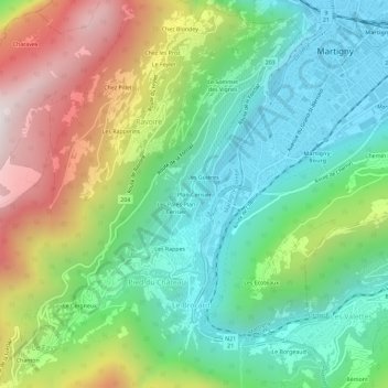 Mapa topográfico Plan-Cerisier, altitud, relieve