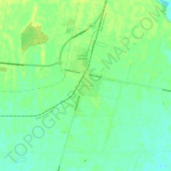 Mapa topográfico Edendale, altitud, relieve