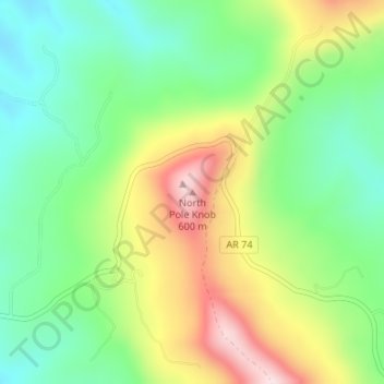 Mapa topográfico North Pole Knob, altitud, relieve