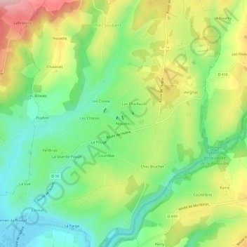 Mapa topográfico Nouveau, altitud, relieve