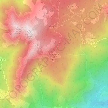 Mapa topográfico Cartalavonu, altitud, relieve