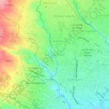 Mapa topográfico Karangbesuki, altitud, relieve