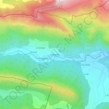 Mapa topográfico Les Remises, altitud, relieve