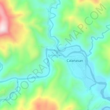 Mapa topográfico Sabangan, altitud, relieve