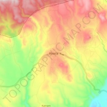 Mapa topográfico Rhotia, altitud, relieve